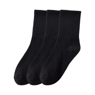 Imagem de Meias Femininas De Cano Médio 3/6 Pares Respiráveis Confortáveis Absor