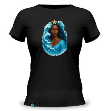 Imagem de Camiseta Feminina Baby Look com Estampa Iemanjá 100 Algodão Yemanjá De