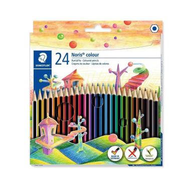 Imagem de Lápis de Cor Staedtler Noris Sextavado Madeira 24 Cores Vibrantes