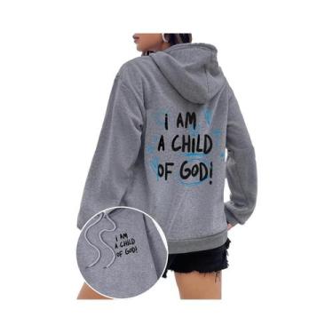 Imagem de Moletom Feminino De Tamanho Grande, I Am a Child of God, Casual, Com D