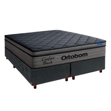 Imagem de Cama Box Cinza+colchão Queen Confort Black Espuma Ortobom