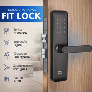 Imagem de Fechadura Digital Porta Madeira Biometria Senha Fit Lock - Papaiz