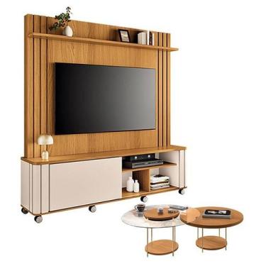 Imagem de Estante Home Theater Trinus Cinamomo Off White com Kit Mesa de Centro 