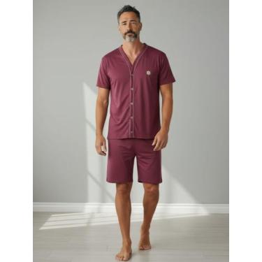 Imagem de Produto Pijama Masculino com Botões Pós Cirúrgico Manga Curta Bermuda 