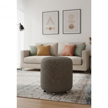 Imagem de Puff Redondo Não é Segredo Linho Cinza Pé Fixo 40x45 Nsprf02l-f