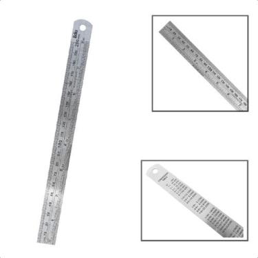 Imagem de Régua Em Aço Inox Escala Mm e Pols 20cm 08 Pols - EDA