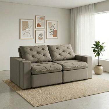 Imagem de Sofá Retrátil e Reclinável 2 Lugares 230cm Veraguas Espresso Móveis Veludo Cappuccino