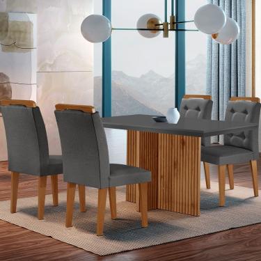 Imagem de Conjunto de Jantar Olímpia 4 Lugares Tampo em MDF Canto Reto com Mesa 120cm e 4 Cadeira...