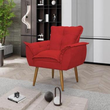 Imagem de Poltrona Decorativa Opala Lux Sala Recepeção Vermelha - Visan Estofado