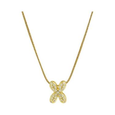 Imagem de Colar Feminino Banhado a Ouro 18K Com Zircônias E Letra Inicial Em Des