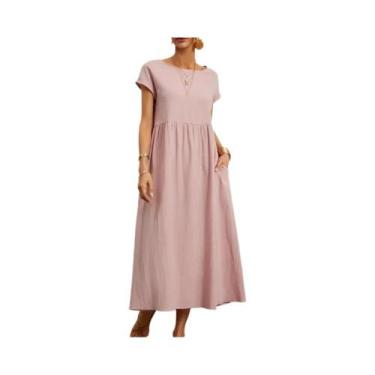 Imagem de Vestido Maxi Feminino De Verão Vintage Harajuku Em Algodão E Linho Sol