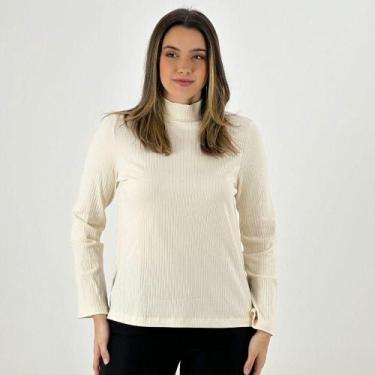 Imagem de Blusa Hering Básica Gola Alta Manga Longa Feminina, P, Off white
