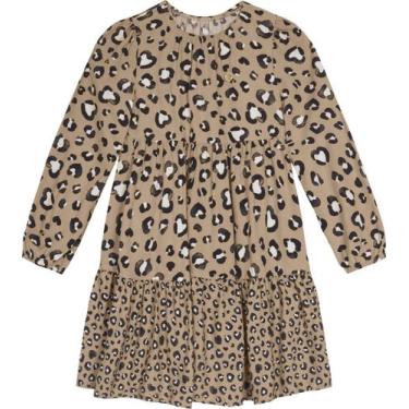 Imagem de Vestido menina estampa onça em viscose - carinhoso marrom 10, 10