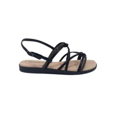 Imagem de Sandália piccadilly strass ref: 513011 feminino, Preto, Fume, 35