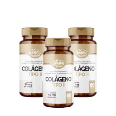 Imagem de Kit 3x Colágeno Tipo II com Vitamina D 3x60 cápsulas Unilife, Sem sabo