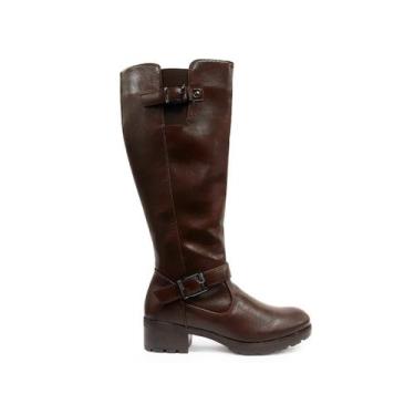 Imagem de Bota Montaria Mooncity Fivelas Salto Bloco Baixo 72154 33/40, Marrom, 