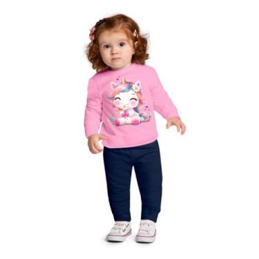 Imagem de Conjunto Infantil Menina Casaco Calça Moletom Pelúciado Unicórnio Kyly