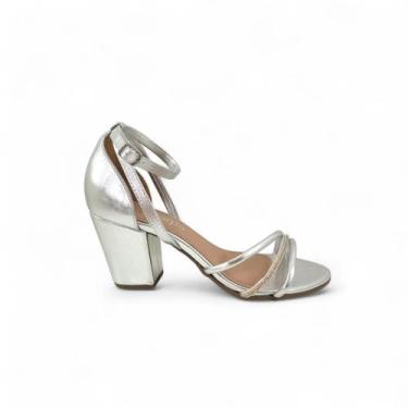 Imagem de Sandália Via Scarpa Feminino Adulto Salto Ref 100117716, Prata, 35