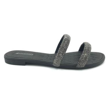 Imagem de Tamanco Mississipi Rasteira com Strass Preta 281, Preto, 38