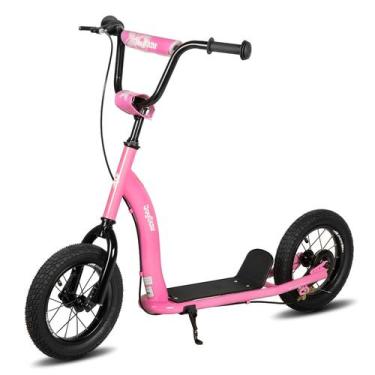 Imagem de Patinete JOYSTAR Rosa com rodas infláveis de 12" e guidão ajustável