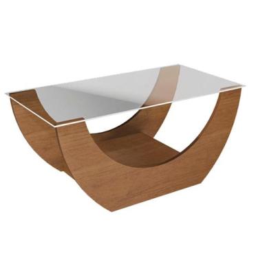 Imagem de Mesa De Centro Curva Tampo Em Vidro 36 cm 4616 Cinamomo ARLY - Milani 