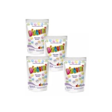 Imagem de Confeito Disqueti Chocolate Branco Pouch 100g - 4 Pacotes