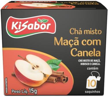 Imagem de Kisabor, Chá de Maçã com Canela, Para infusão, 15 Gramas com 10 Saquinhos