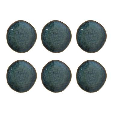 Imagem de Conjunto de Ramequins Juta Oceano para Sobremesas Stoneware com Acabamento em Esmalte Reagente para Mesa de Jantar Azul