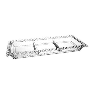 Imagem de Petisqueira Cristal Diamante 3 Divisórias Mesa Posta 30cm Retangular T