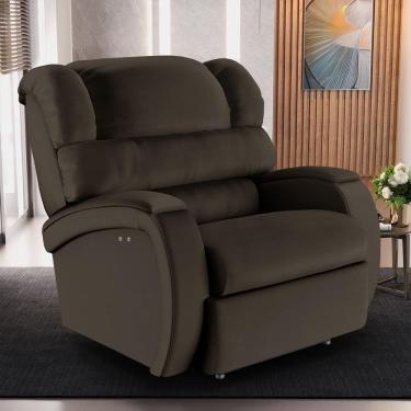 Imagem de Poltrona Reclinável Kylie Power Touch com Massagem Pu Marrom para Sala de Estar Gran Belo