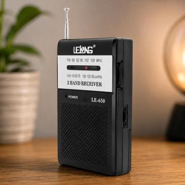 Imagem de Mini Rádio Portátil AM FM Com Fone De Ouvido Lelong LE650, Preto