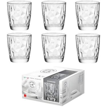 Imagem de Jogo de Copos de Vidro 6pçs Bormioli Rocco Diamond 390ml Vidro Italian