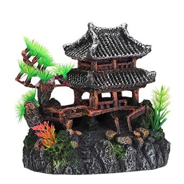 Imagem de Decoração para aquário de peixes, decoração de casa de hobbit, castelo de resina, ornamentos temáticos do sótão, paisagismo sobre pedras, caverna, água salgada, água doce, acessórios para tanque de peixes pequenos e médios