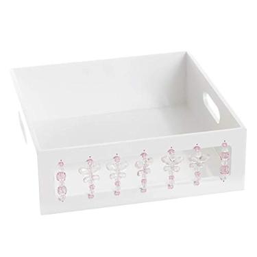 Imagem de Potinho de Mel Bandeja Borboletas Quarto Bebê Infantil Menina Branco/ Rosa