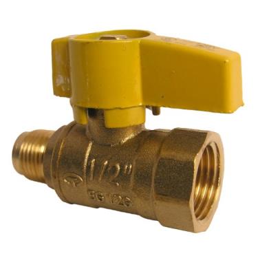 Imagem de LASCO Válvula de esfera de gás reta 10-1611 com flange de 1,9 cm e entrada de tubo fêmea de 1,2 cm, latão