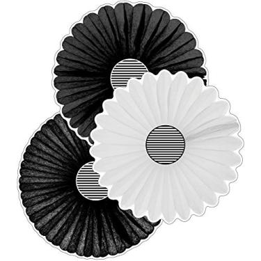 Imagem de Schoolgirl Style Recortes para quadro de avisos Simply Boho extra grandes em preto e branco, 12 peças de decoração para quadro de avisos de leque preto e branco, decoração boho e sala de aula