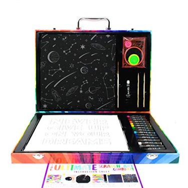 Imagem de Art 101 USA Ultimate Scratch Art Combo Kit with 41 Pieces in a Colorful Carrying Case, Multi