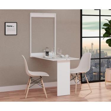 Imagem de Conjunto De Mesa Dobrável Retrátil 100cm Branca Com 2 Cadeiras Eiffel - Branco