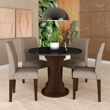 Imagem de Mesa Redonda Com 4 Cadeiras Pérsia 0,9 Imb/pre/bege - Móveis Arapongas