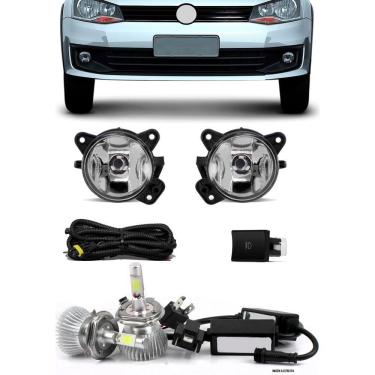 Imagem de Kit Farol de Milha Neblina Vw Saveiro G6 2014 2015 2016 - Sem Moldura + Kit Lâmpada Super LED 6000K