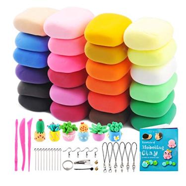 Imagem de Vankerter 24 Colors Air Dry Clay for Kids Non-Toxic Soft & Ultra Light Magic Modeling Clay Kit with Project Book, Accessories and Sculpting Tools, Perfect Creative Gift for Boys & Girls