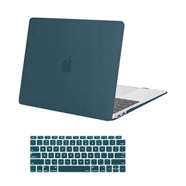 Imagem de MOSISO Compatível com MacBook Air 13 polegadas 2022 2021 2020 2019 2018 versão A2337 M1 A2179 A1932 Touch ID, capa rígida de plástico e capa de teclado para MacBook Air 13,3 polegadas, azul-petróleo