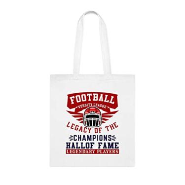 Imagem de Sacola Legacy of the Champions da Liga da Versidade de Futebol, presente divertido, bolsa de ombro, bolsas reutilizáveis, ideia de presente de cesta de Natal de aniversário, Branco