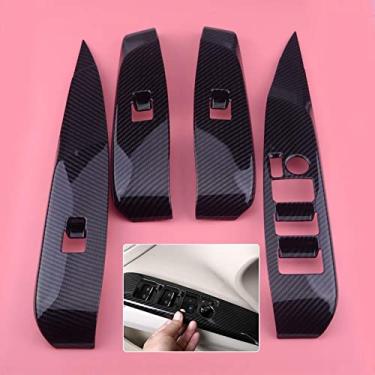 Imagem de MIVLA 4 peças painel de acabamento da tampa do botão do interruptor da janela da porta abs da fibra de carbono do carro, para acessórios do carro Toyota Camry 2018