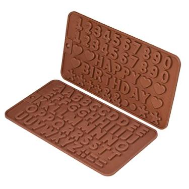 Imagem de Murong 26 letras + Happy Birthday/Numbers/Symbols Mold Chocolate Decorating Silicone Tray (2 peças)