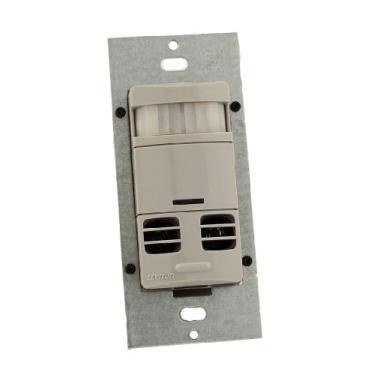 Imagem de Leviton OSSMT-GDG Sensor de interruptor de parede ultrassônico/infravermelho, multitecnologia, sem neutro, 2400 pés quadrados. Maior e 400 pés quadrados. Cobertura de movimento menor, cinza