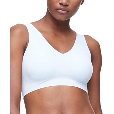 Imagem de Calvin Klein Sutiã feminino Invisibles Comfort sem costura levemente forrado com decote em V, Dança da Chuva, XP