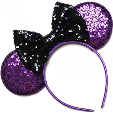 Imagem de The Nightmare Before Christmas Inspired Mickey Ears - Jack & Sally Inspired, Purple Minnie Ears for Halloween