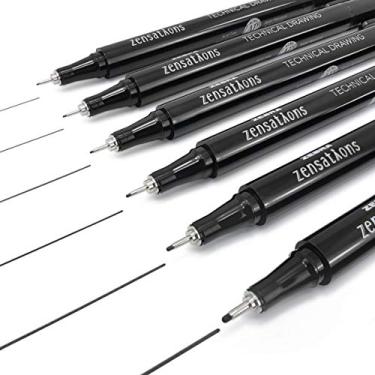 Imagem de Canetas Fineliner de Desenho Técnico Zebra Zensations – Conjunto Completo de 6 Graus – Tinta Preta