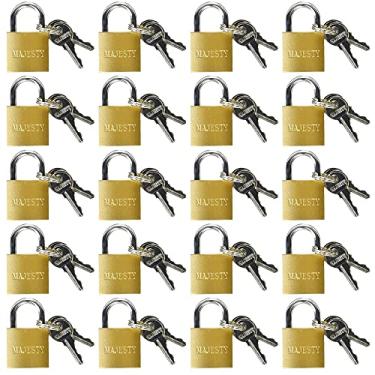 Imagem de 20 peças de 25 mm de latão maciço conjunto de mini cadeados fechaduras com 2 chaves para bagagem de armário